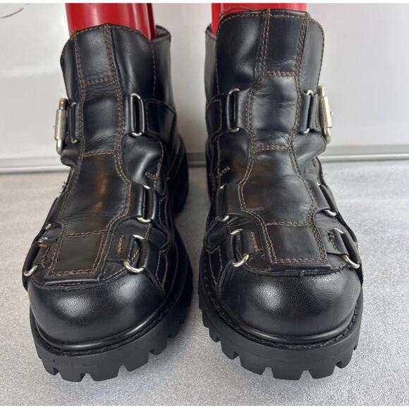 Vintage 1990\'s GBX Basics Genuine Leather Boots Men Size 9 Goth Rave Grunge main image 7
